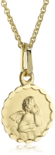 Xaana Kinder und Jugendliche-Anhänger Schutzengel 10 mm 8 Karat (333) Gelbgold + 925 Silberkette vergoldet AMZ0212 von Xaana