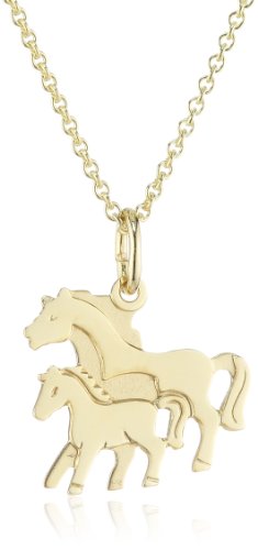 Xaana Mädchen Anhänger Pferd mit Fohlen aus 333er Gelbgold inkl. vergoldeter Silberkette 36/38 cm AMZ0191 von Xaana