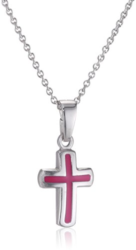 Xaana Mädchen-Kette Kreuzanhänger pink lackiert aus 925er Sterlingsilber AMZ00092 von Xaana