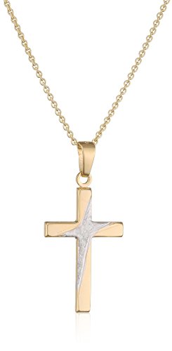 Xaana Kreuzanhänger bicolor 333er Gelbold incl. vergoldeter Silberkette - AMZ0461 von Xaana