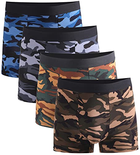 Xaanelr Boxershorts Herren Unterhosen Männer Bambus Viskose Unterwäsche Men Retroshorts 4er/8er Pack S-3XL (as3, Alpha, l, Regular, Regular, A021-4er Set Tarnung) von Xaanelr