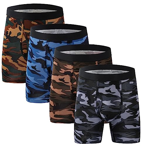 Xaanelr Boxershorts Herren Unterhosen Männer Bambus Viskose Unterwäsche Men Retroshorts 4er/8er Pack S-3XL (as3, Alpha, l, Regular, Regular, B021 - Lange Beine - 4er Set Tarnung) von Xaanelr