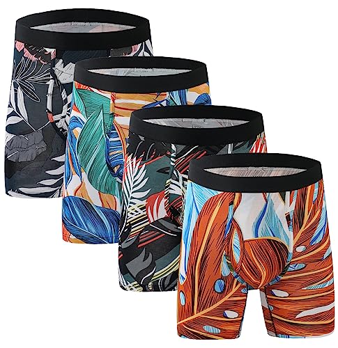 Xaanelr Boxershorts Herren Unterhosen Männer Bambus Viskose Unterwäsche Men Retroshorts 4er/8er Pack S-3XL (as3, Alpha, l, Regular, Regular, B022 - Lange Beine - 4er Set Mehrfarbig) von Xaanelr