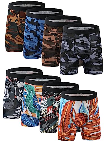 Xaanelr Boxershorts Herren Unterhosen Männer Bambus Viskose Unterwäsche Men Retroshorts 4er/8er Pack S-3XL (as3, Alpha, m, Regular, Regular, B011 - Lange Beine - 8er Set Mehrfarbig) von Xaanelr