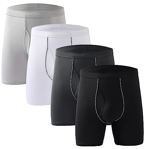 Xaanelr Boxershorts Herren Unterhosen Männer Bambus Viskose Unterwäsche Men Retroshorts 4er/8er Pack S-3XL (as3, Alpha, m, Regular, Regular, B023 - Lange Beine - 4er Set Mehrfarbig) von Xaanelr