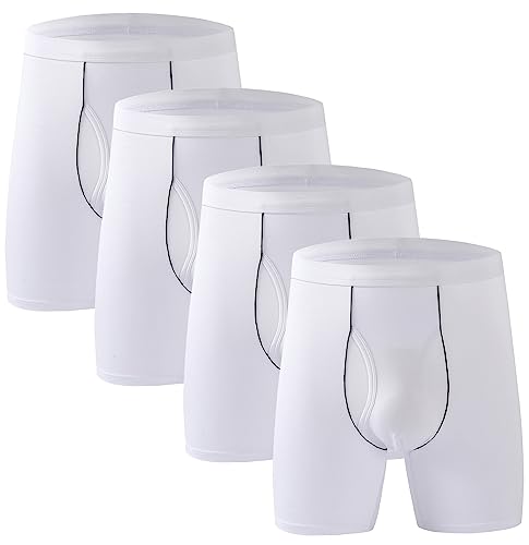 Xaanelr Boxershorts Herren Unterhosen Männer Bambus Viskose Unterwäsche Men Retroshorts 4er/8er Pack S-3XL (as3, Alpha, m, Regular, Regular, B024 - Lange Beine - 4er Set Weiß) von Xaanelr