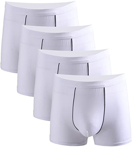 Xaanelr Boxershorts Herren Unterhosen Männer Bambus Viskose Unterwäsche Men Retroshorts 4er/8er Pack S-3XL (as3, Alpha, s, Regular, Regular, A024-4er Set Weiß) von Xaanelr