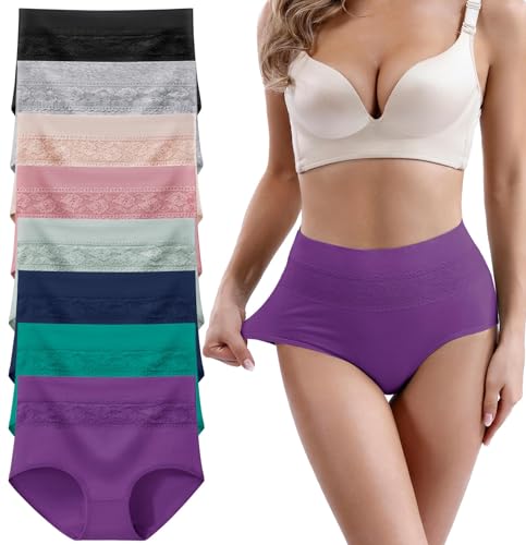 Xaanelr Damen Unterhosen Hipsters Stretch Baumwolle Hohe Taille Slips Weich Unterwäsche für Frauen Mehrpack (DE/NL/SE/PL, Alphanumerisch, XXL, Regular, Regular, Mehrfach - A01-8er Pack 03) von Xaanelr