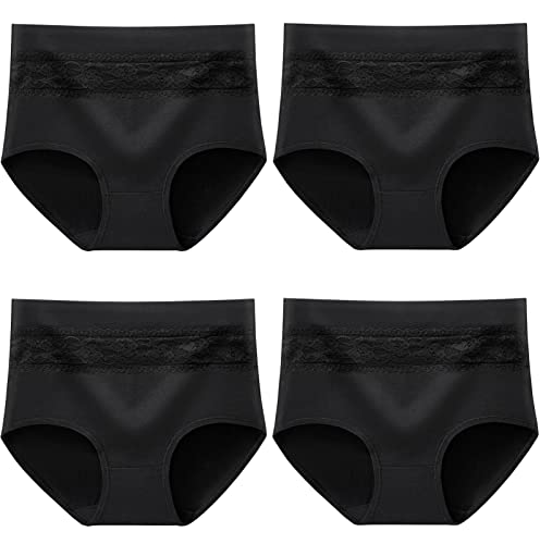 Xaanelr Damen Unterhosen Hipsters Stretch Baumwolle Hohe Taille Slips Weich Unterwäsche für Frauen Mehrpack (as3, Alpha, x_s, Regular, Regular, Mehrfach - A02-4er Pack Schwarz) von Xaanelr