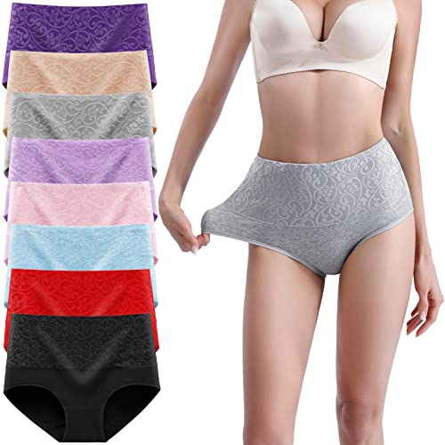 Xaanelr Damen-Unterwäsche, Baumwolle, hohe Taille, volle Abdeckung, Slip, weich, atmungsaktiv, Multipack, Multi – B01 – 8 Stück, XXL von Xaanelr