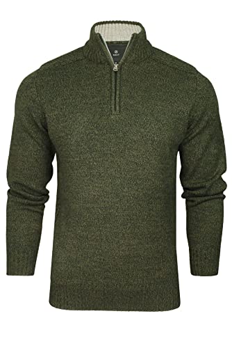 Xact Herren 1/4-Zipper Strickpullover mit farbigem Verdrehung Muster, Normale Passform (Khaki Twist) XL von Xact