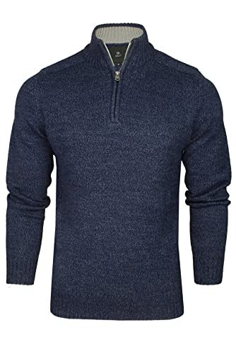 Xact Herren 1/4-Zipper Strickpullover mit farbigem Verdrehung Muster, Normale Passform (Navy Twist) M von Xact