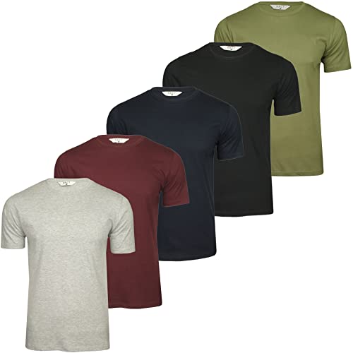 Xact Herren-Basic-T-Shirts mit Rundhalsausschnitt und Baumwolle, 5er-Pack (5-Pack - Black/Grey/Wine/Green/Navy) L von Xact