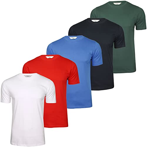 Xact Herren-Basic-T-Shirts mit Rundhalsausschnitt und Baumwolle, 5er-Pack (5-Pack - Navy/Red/Blue/White/Pine) XL von Xact