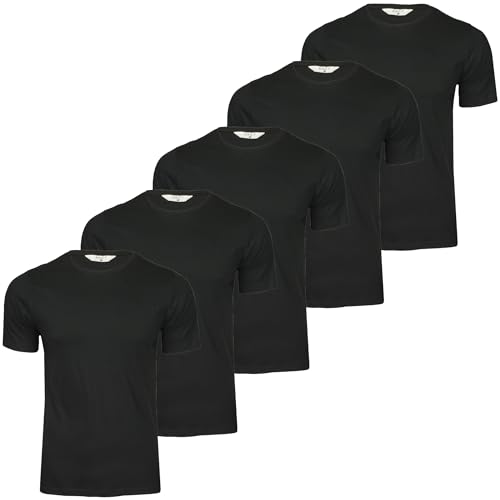 Xact Herren-Basic-T-Shirts mit Rundhalsausschnitt und Baumwolle, 5er-Pack (5-Pack - Solid Black) XL von Xact