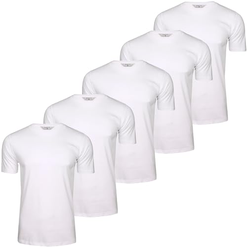 Xact Herren-Basic-T-Shirts mit Rundhalsausschnitt und Baumwolle, 5er-Pack (5-Pack - Solid White) XXL von Xact