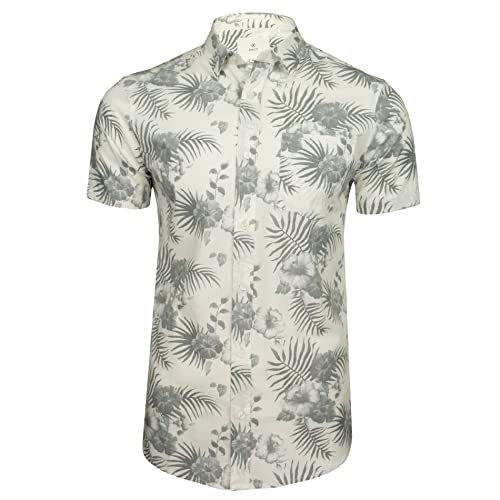 Xact Herren Baumwoll-Hawaii-Blumen-Kurzarmhemd (Yamuna - Bright White) XL von Xact