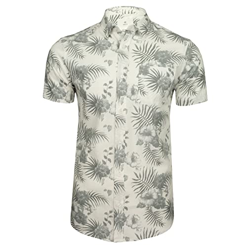 Xact Herren Baumwoll-Hawaii-Blumen-Kurzarmhemd (Yamuna - Bright White) XXL von Xact