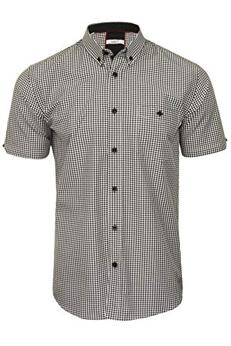 Xact Herren Freizeithemden 'Gingham' Kariert Polokragen Langarm (Black/White) S von Xact