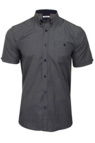 Xact Herren Freizeithemden 'Gingham' Kariert Polokragen Langarm (Grey/Navy) L von Xact