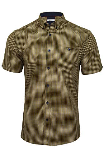 Xact Herren Freizeithemden 'Gingham' Kariert Polokragen Langarm (Mustard/Navy) L von Xact