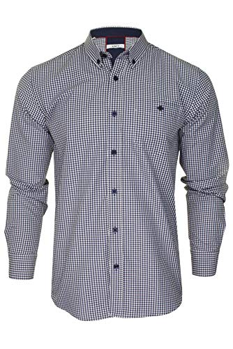 Xact Herren Freizeithemden 'Gingham' Kariert Polokragen Langarm (Navy/White) L von Xact