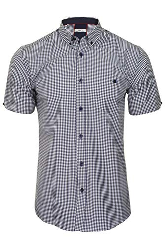 Xact Herren Freizeithemden 'Gingham' Kariert Polokragen Langarm (Navy/White) M von Xact