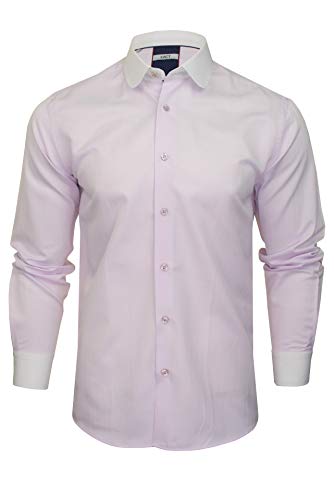 Xact Herren Freizeithemden 'Herringbone' Herringbone Polokragen Langarm (Herringbone Lilac) L von Xact