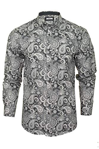 Xact Herren Freizeithemden 'Paisley' Paisley Polokragen Langarm (Grey/Grey) L von Xact