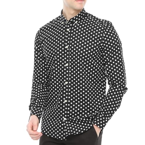 Xact Herren Freizeithemden Polka Dot Polokragen Langarm (Black/White) L von Xact