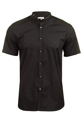 Xact Herren Freizeithemden 'Poplin' Unifarben Polokragen Kurzarm (Black) XL von Xact