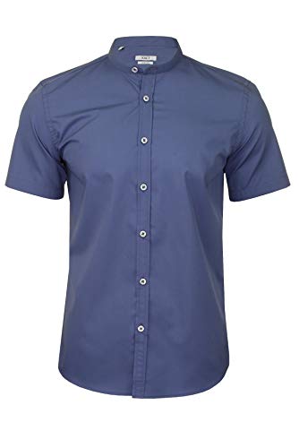 Xact Herren Freizeithemden 'Poplin' Unifarben Polokragen Kurzarm (Dusky Blue) M von Xact