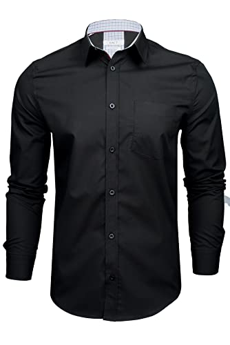 Xact Herren Freizeithemden 'Poplin' Unifarben Polokragen Langarm (Black) XXXL von Xact