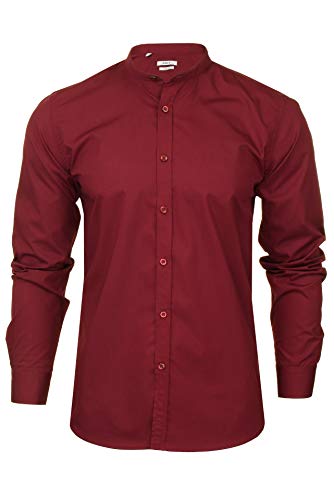 Xact Herren Freizeithemden 'Poplin' Unifarben Polokragen Langarm (Burgundy) XXXL von Xact