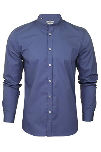 Xact Herren Freizeithemden 'Poplin' Unifarben Polokragen Langarm (Dusky Blue) XL von Xact