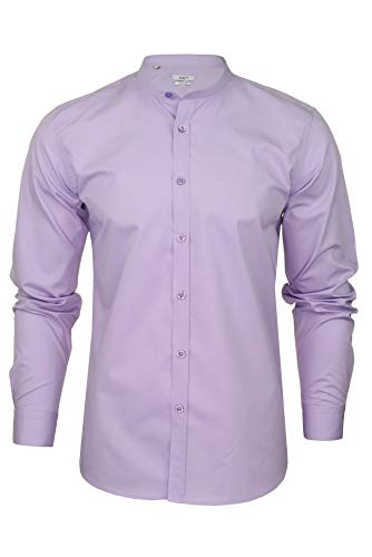 Xact Herren Freizeithemden 'Poplin' Unifarben Polokragen Langarm (Lilac) XL von Xact