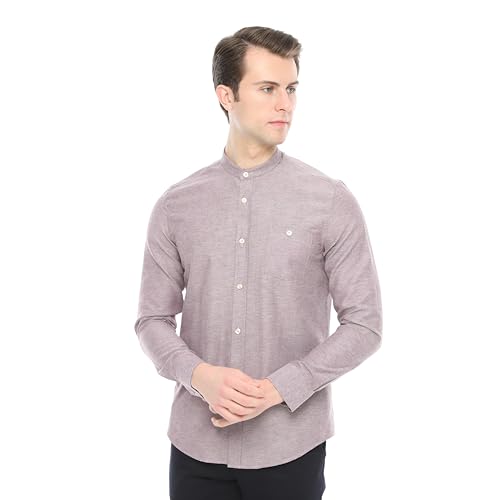 Xact Herren Freizeithemden Unifarben Polokragen Langarm (Light Burgundy) XL von Xact