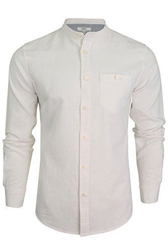 Xact Herren Leinen Grandad-Mandarinkragen Langarmhemd (White) XL von Xact