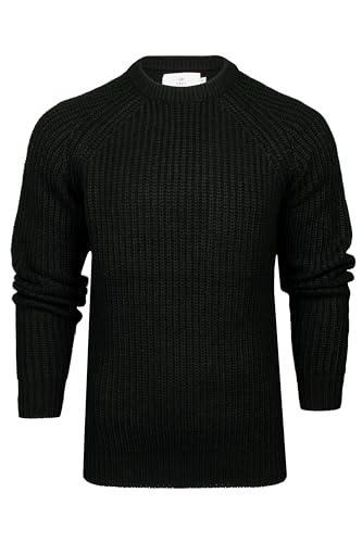 Xact Herren Grobstrickpullover im Fischer-Rippmuster, Raglanärmel (Black) XXL von Xact