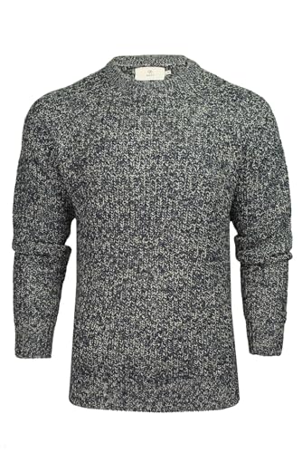Xact Herren Grobstrickpullover im Fischer-Rippmuster mit verdrehtem Strick, Raglanärmeln (Navy) L von Xact