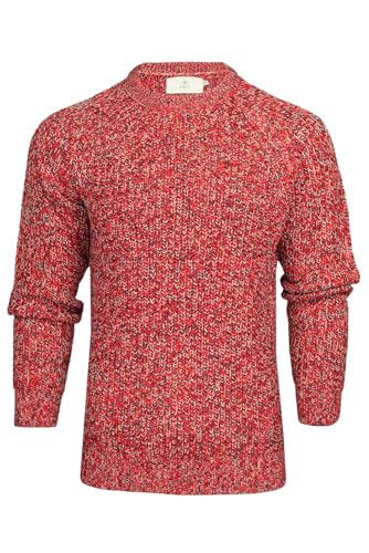 Xact Herren Grobstrickpullover im Fischer-Rippmuster mit verdrehtem Strick, Raglanärmeln (Red) XL von Xact
