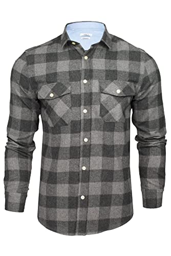 Xact Herren Karohemd aus weichem Flanell mit Langarm, Reguläre Passform (Jack - Grey Melange/Dark Grey) L von Xact