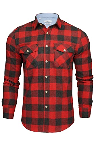 Xact Herren Karohemd aus weichem Flanell mit Langarm, Reguläre Passform (Jack - Red/Dark Grey) L von Xact