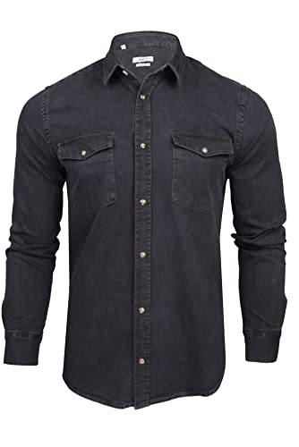 Xact Herren Langarm-Denimhemd mit 6,6 Unzen (Black Denim) XXL von Xact