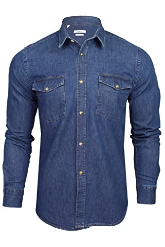 Xact Herren Langarm-Denimhemd mit 6,6 Unzen (Medium Blue Denim) XL von Xact