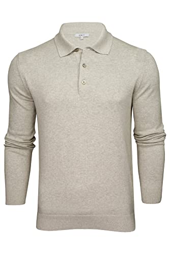 Xact Herren Langarm-Polo-Shirt aus Baumwollstrick (Light Grey Marl) XL von Xact