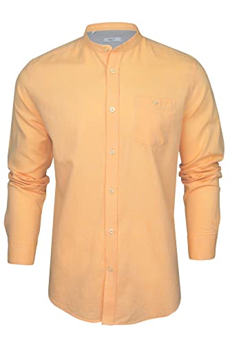 Xact Herren Leinen Grandad-Mandarinkragen Langarmhemd (Sun Bleached Yellow) XXL von Xact