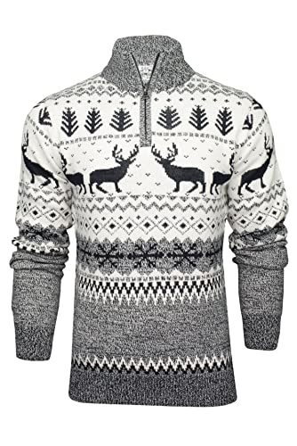 Xact Herren Nordic Fairisle 1/4-Zip Weihnachtspullover (Ecru) L von Xact