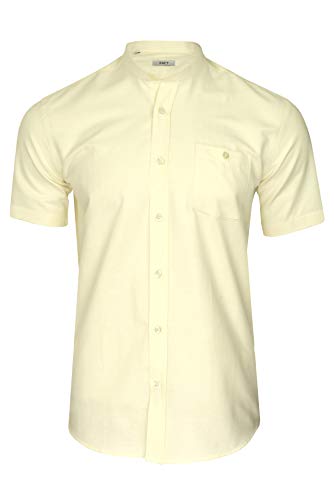 Xact Herren Oxford Grandad-Mandarinkragen Kurzarmhemd (Yellow) XXL von Xact