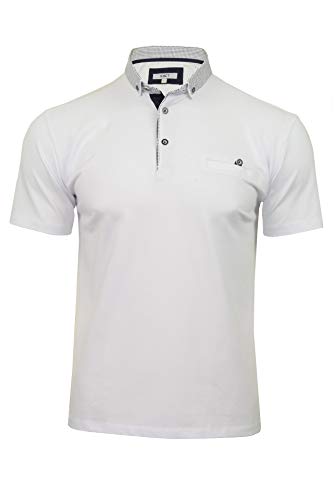 Xact Herren Polo-Shirt mit kontrastierendem Kragen und Button-Down-Kragen, kurzen Ärmeln (White) M von Xact